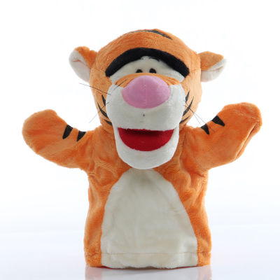 25cm Animal Hand Puppet Tiger Plush Toys Baby Educational Hand Puppets Cartoon Pretend Telling Story Doll Toy for Children Kids