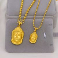 Amitabha Pendant Necklace 24K Gold Color Brass Carved Buddha Lucky Amulet Necklaces For Women Men Jewelry Gifts Jewelry Drop Shi