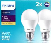 PHILIPS หลอดไฟ LED BULB 11W E27 ESSENTIAL วอร์มไวท์ 1150 Lumen แพ็คคู่ (2ดวง)