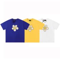 High Street Drew House New Small Flower Daisy Print Round Neck Short Sleeve T-shirt Couple Unisex