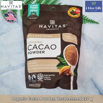 ผงคาเคา ผงโกโก้ Organic Cacao Powder, Unsweetened 227 g - Navitas Organics