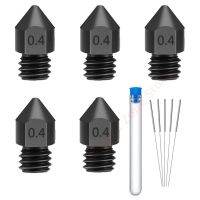 ✟ 5Pcs 0.4 mm/1.75 mm Hardened Steel MK8 Nozzles with 0.35mm Nozzle Cleaning Needles for 3D Printer Makerbot Ender 3 CR-10