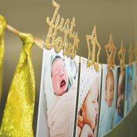 12Month Glitter Photo Folder Digital Star Crown Snowflake Banner Baby Age Recording Memories First Happy Birthday One Year Decor Banners Streamers Con