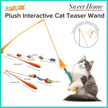 2Pcs Indoor Cat Teasing Wand Cat String Stick Interesting Cat String Toy Cat  Fishing Pole Toy 