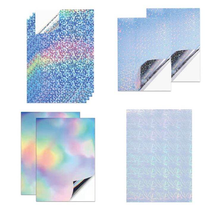 20 Sheets Holographic Adhesive Paper Printable Vinyl Sticker Size for ...