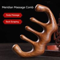 Head Meridian Massage Comb Green Sandalwood Five Wide Tooth Comb Anti-static Smooth Hair Acupuncture Therapy