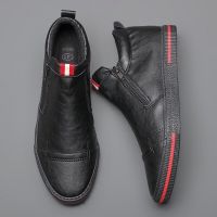 HOT11★Breathable ซิปด้านข้าง Loafer รองเท้าผู้ชายคนใหม่ฤดูใบไม้ร่วงรองเท้ากีฬารองเท้าสบายๆอังกฤษสไตล์ All-Match Designer Slip-รองเท้า