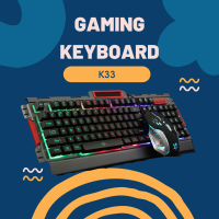 คีย์บอร์ดเกมมิ่ง 9FINAL K33 ชุดเมาส์ + Keyboard แบบมีสาย Usb Gaming Keyboard Gamer + 3200 DPI 6 Buttons Optical Gaming Mouse ..ฟรี ..sticker ไทย อังกฤษ