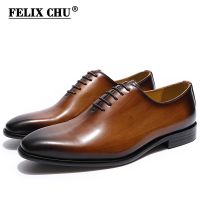 FELIX CHU Mens Real Calf Leather Wholecut Oxfords Classic Dress Shoes Brand Soft Handmade Office Business Formal Shoes for Men