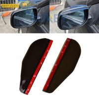 Pair Smoked Black Car Door Side Rear View Wing Mirror Rain Visor Guard Weather Snow Shield Sun Shade Cover Rearview Universal