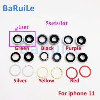 BaRuiLe 5sets เลนส์กล้องด้านหลังพร้อมกรอบสําหรับ iPhone 11 Pro Max 12Pro 12mini กล้องด้านหลังเหล็กแหวนฝาปิดอะไหล่ทดแทน