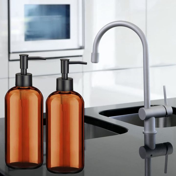 amber-soap-dispenser-with-pump-2-pack-16-oz-soap-dispenser-bathroom-hand-soap-dispenser-dish-soap-dispenser