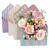 4Pcs Florist Bouquet Envelope Box Flower Wrapping Paper Packaging Boxes Folding Flower Envelope Basket for Wedding Party