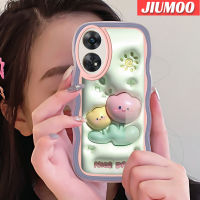 เคส JIUMOO สำหรับ OPPO Reno 8 T 5G Reno8 T A1 Pro 3D การ์ตูนดอกไม้เล็กน่ารักสีสันสดใสเคสโทรศัพท์แบบใสนิ่มป้องกันเลนส์กล้องสร้างสรรค์เคสเคสซิลิโคนกันกระแทกโปร่งใส