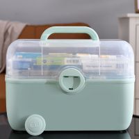 {Hot} กล่องใส่ยาพลาสติกความจุขนาดใหญ่แบบพกพา First Aid Tier Medicine Storage Boxes Container Family Emergency Kit Box