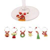 【CW】 6Pcs Xmas Wine Glass Drop Pendants for Ornament navidad noel Decoration