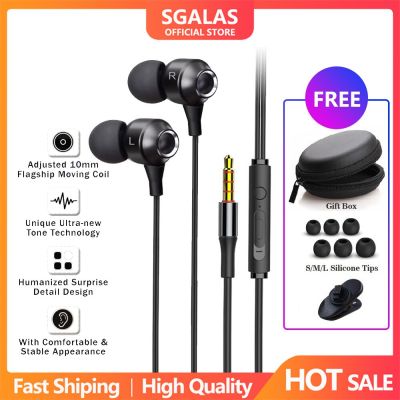 SGALAS Wired Earpiece Earphone Headsets With Mic 3.5mm In-Ear Stereo for Laptop PC