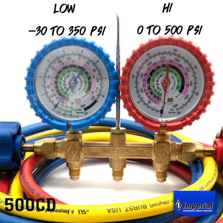 ชุดเกจ์-imperial-รุ่น-500-cd6-วัดน้ำยาแอร์-r12-r22-r502-พร้อมสาย-72-3-เส้น-manifold-amp-gauges-ยี่ห้ออิมพีเรียล-usa