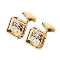 Lepton Steampunk Gear Cufflinks For Men Square Gold Color Watch Mechanism Gears Cuff Links Man Shirt Cuffs Cufflink Best Gift