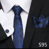 65 Colors Fashion High Quality Silk Jacquard Tie Pocket Squares Set Necktie Dropshipping Striped Dark Blue Fit Formal Party