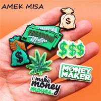 Novelty Money Maker Style Shoe Charms Accessories Dollars Cannabis Money Shoe Buckle Decorations Fit Kids X-mas Party Gifts U281