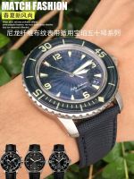 2023♂▥▽ Suitable for Blancpain Fifty Fathoms 5000 Nylon Spinning Canvas Genuine Leather Pattern 5000 Black Samurai Strap Male 23mm.