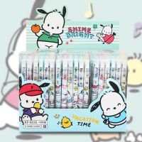 ปากกาโรลเลอร์บอลแบบกล่องปากกาหมึกเจลลายการ์ตูน Sanrio Pochacco ขนาด0.5มม. สีดำเครื่องเขียนนักเรียนปากกาเซ็นชื่อ24/144ชิ้น