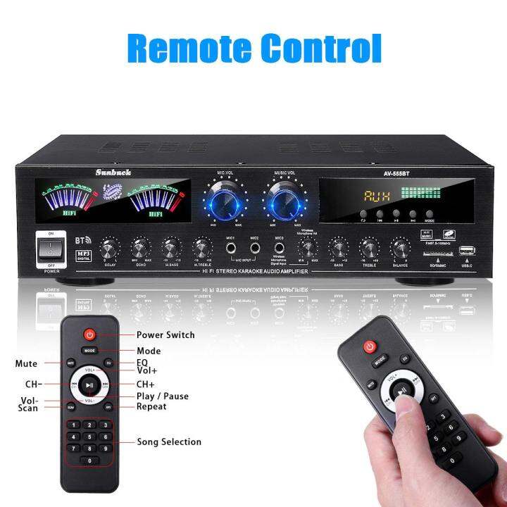 Sunbuck Audio Amplifier Bluetooth 5.0 Microphone HiFi USB MP3 Player ...