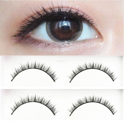 Yokpn Natural Short Thick False Eyelashes Nude Makeup Cross Sharpened Eyelashes Realistic Hard Stem Support Double Eyelid Eyelas