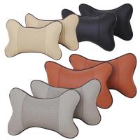 80% HOT SALES!!! 1 Pc Faux Leather Hole-digging Car Headrest Supplies Neck Auto Safety Pillow Seat Cushions