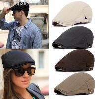 ☋♤ Man Berets Cotton British Flat Caps Male Gray Adjustable Driver Hats