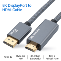 8K30Hz 4K144Hz 4K165Hz DisplayPort 1.4 to HDMI 2.1 Cable UniDirectional DP Male to Male HDMI 8K Cable