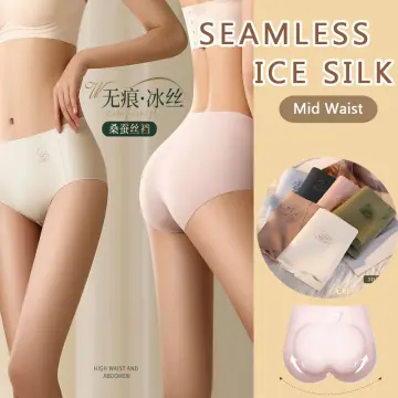 Cheap Women's Mid-rise Ice Silk Seamless Briefs Summer Thin High