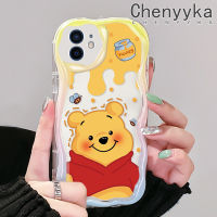 เคส Chenyyka สำหรับ iPhone 12 12 12 Pro 12 Mini 12 Pro Max เคสลายหมีน้ำผึ้งน่ารักสีสันสดใสเนื้อครีมนิ่มเคสมือถือกันกระแทกแบบใสสร้างสรรค์ฝาครอบป้องกันซิลิโคนโปร่งใสลายกล้องถ่ายรูป