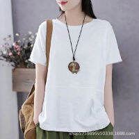 Short-sleeved t-shirt womens new summer 2023 Korean version of large size womens loose-fitting all-color blouse white