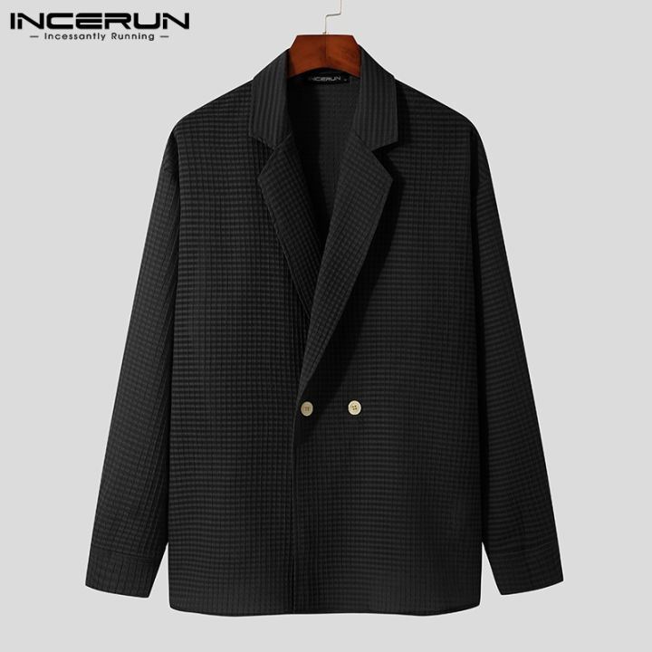 incerun-เสื้อสูท-แขนยาว-สีพื้น-ทรงหลวม-แฟชั่นสําหรับผู้ชาย