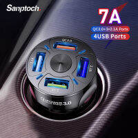 Sanptoch 35W ที่ชาร์จแบตในรถ4พอร์ต USB 7A Fast ตัวชาร์จไฟสำหรับ iPhone โทรศัพท์โทรศัพท์มือถือ In-ที่ชาร์จแบตในรถอะแดปเตอร์ชาร์จในรถยนต์