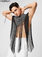 hot【DT】 Men Irregular Vests Tassel Patchwork Turtleneck Sleeveless Cloak Ponchos Streetwear 2023 Fashion