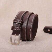 【cw】 Fashionable Leather Thin Buckle Waistband GirdleAlloy Buckle Male WaistNarrow StretchBeltsSize