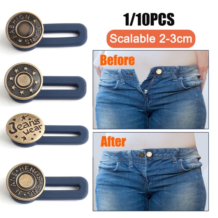 1/10Pcs Free Sewing Buttons Adjustable Disassembly Retractable Jeans ...