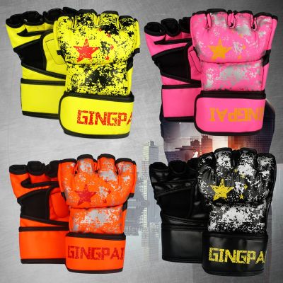 Colors Fighting MMA Boxing Sports Leather Gloves Tiger Muay Thai fight box mma gloves boxing sanda boxing glove pads mma