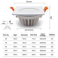 [DBF]IP65 Waterproof LED Spot Light 5W 7W 9W 12W 15W RoundSquare Ceiling Recessed Spot Bathroom Spot Light 3000K4000K6000K