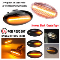 2Pcs Led แบบไดนามิกไฟเลี้ยวด้านข้าง Marker Light Sequential ไฟกระพริบสำหรับ Peugeot 307 206 407 107 607 1007 Partner Expert