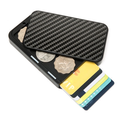 Carbon Fiber Card Holder Wallets Multi RFID Blocking Money Purse with Coin Pocket fit for Men &amp; Women