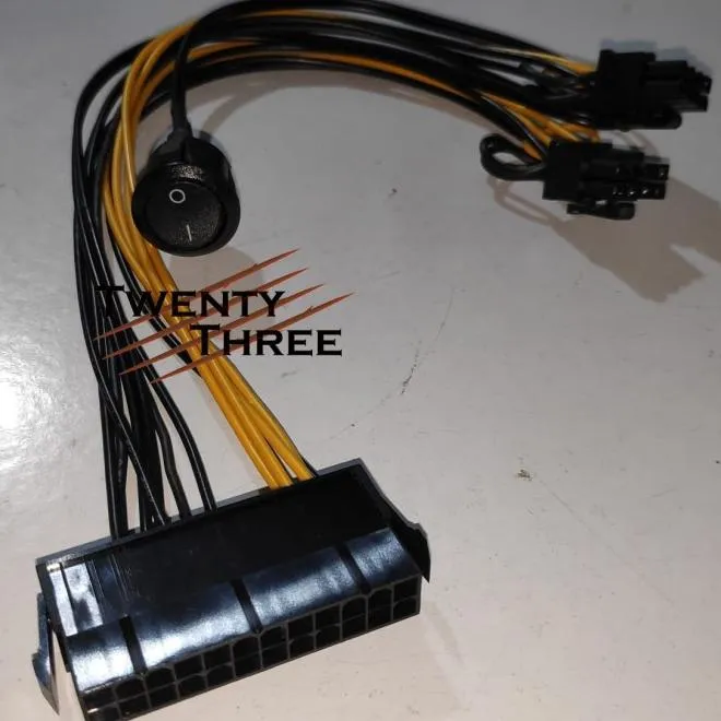 Kabel Power Supply Atx Psu 24 Pin To Dual 8 Pin On Off Switch Pcie 6+2