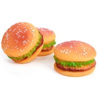 Squeakers Rubber toys Dogs Burger Food Grade Silicone Training Playing Chewing for Puppies cat