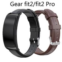 ℡ สายหนังแท้สำหรับ Samsung Gear Fit 2 Fit2 Pro สายคล้องอะแดปเตอร์เปลี่ยน SM-R365 สร้อยข้อมือ SM-R360 Anti-Lost