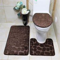 3PCS ห้องอาบน้ำ Bath Mat Set Toilet Soft Non Slip 2PCS Bath Mat Bathroom Rug Shower Cars Set Toilet Lid Cover Floor Mats