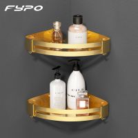 Fypo Corner Shelf Aluminum Bathroom Storage Shelves Wall Free Punching Toilet Triangle Towel Storage Rack Bathroom Accessories Bathroom Counter Storag