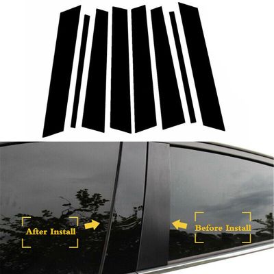 8Piece Car Window Door Column B C Pillar Post Cover Trim Parts Accessories for Bmw X5 E53 2000-2006 Black Pc Sticker